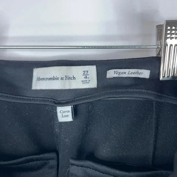 Abercrombie & Fitch Vegan Leather Black Pants Curve Love High Rise Flare Bootcut - Picture 7 of 11